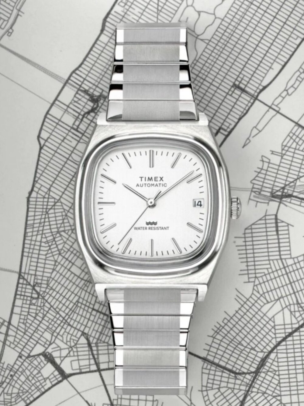 Timex Automatic 1983 E-Line Reissue Watch 34mm Silver Tone New